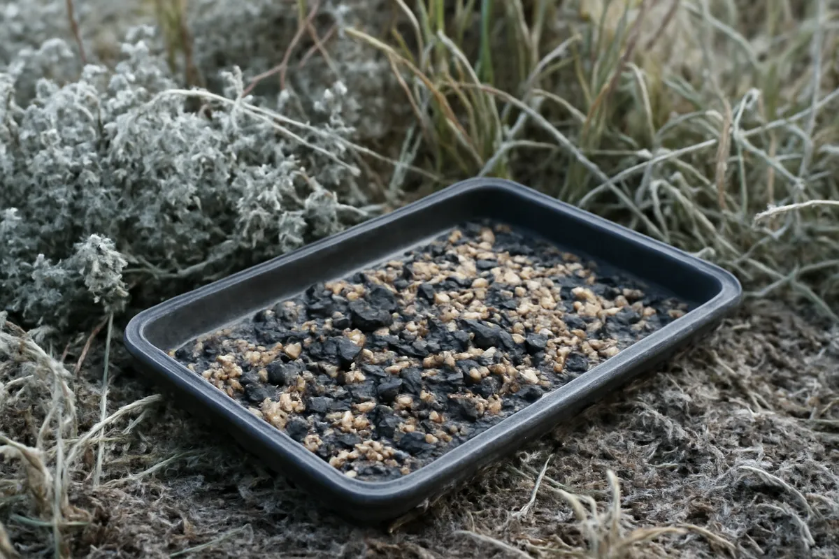 Detalle documental sobre la alimentación suplementaria de aves en invierno en su contexto natural