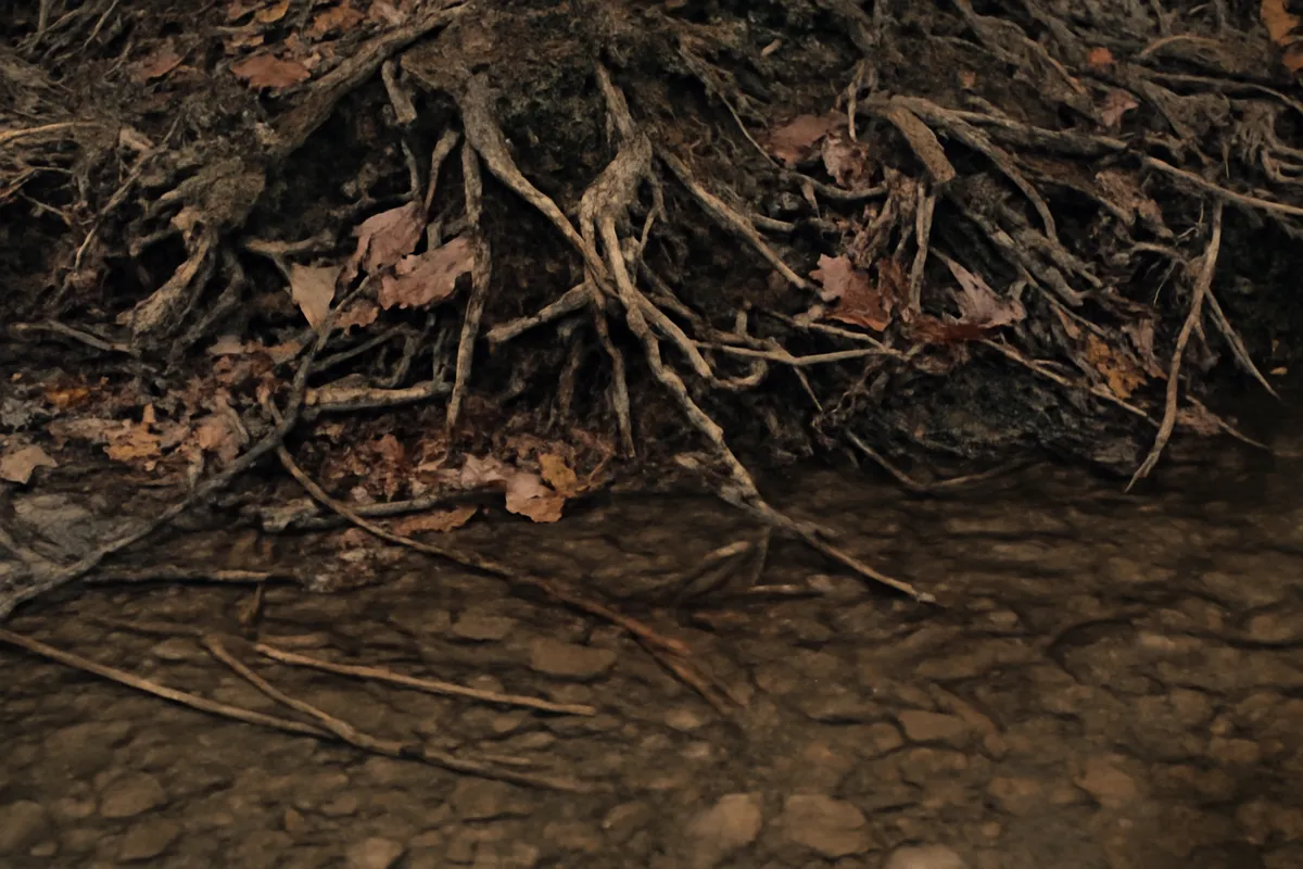 Detalle documental sobre la observación estacional de un bosque de ribera en su contexto natural