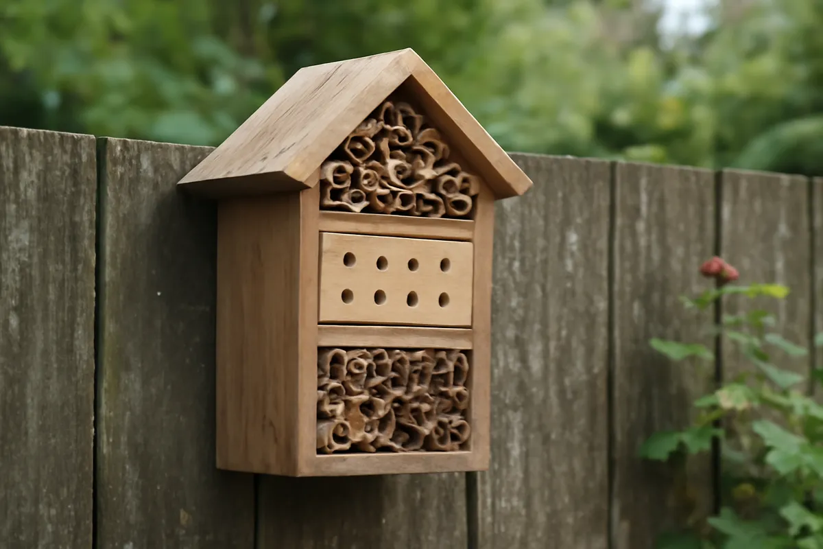 Detalle documental sobre la elección entre refugios para insectos comerciales y caseros en su contexto natural